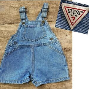 Vintage Baby Guess Size 9‎ Months Cotton Denim Shortalls